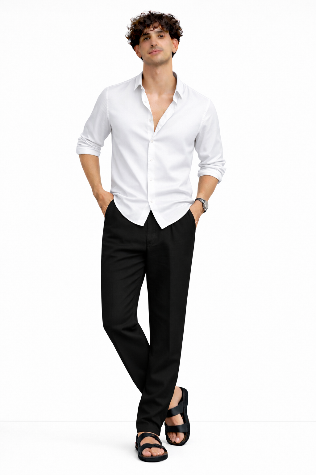 White Shirt & Black Pant Set