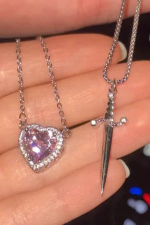 Heart Sword Necklace Symbol of Love & Strength