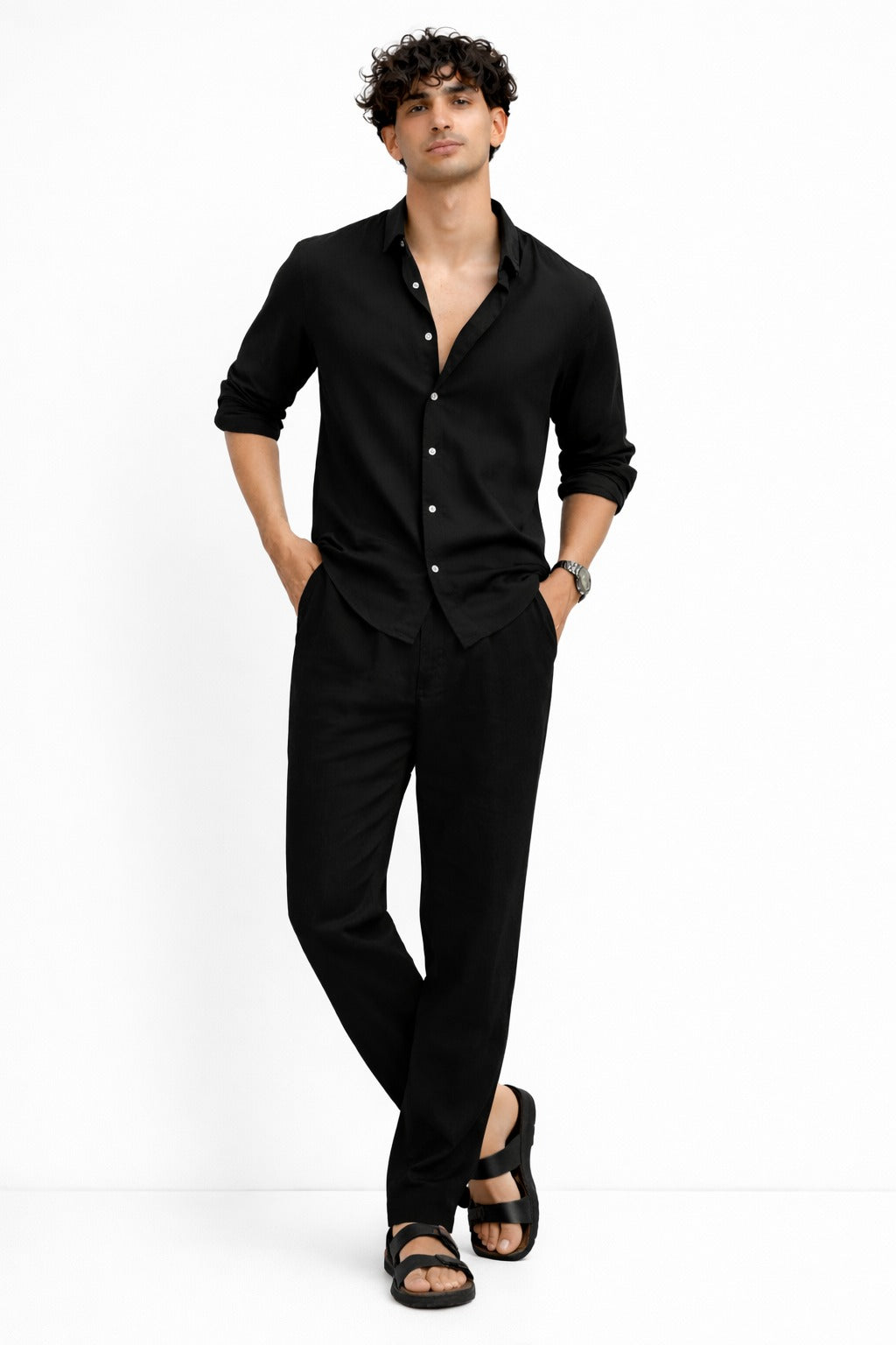 Black Shirt & Black Pant Set – Complete Ready-to-Wear Outfit